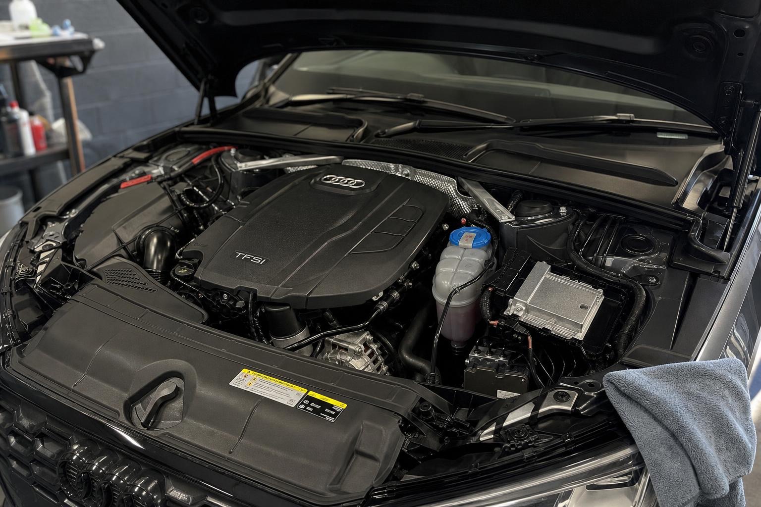Audi A4 — engine bay cleaning